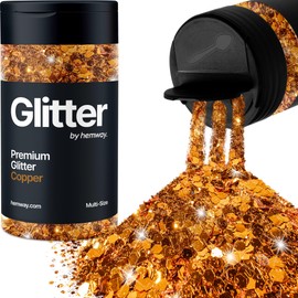 Hemway Premium Glitter Shaker - Copper | 120g Multi Size Metallic Flake Sequins for Resin & Epoxy Crafts | Craft Supplies for Tumblers, Festival, Hair, Face, Body, Eye & Nail Art