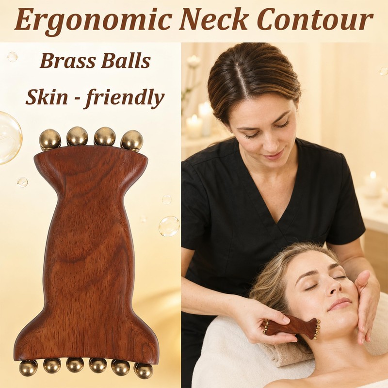 2Pcs Sandalwood Massager with Copper Beads, 2-in-1 Acupressure Roller and