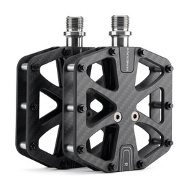 ROCKBROS Carbon Fiber Pedals Bicycle Pedals Lightweight Durable 3 Bearings 2 Sizes Available Non-slip Sealed Bearings 9/16" Titanium Alloy Spindle Carbon Pedals Flat Pedals Road Bike Cross Bike