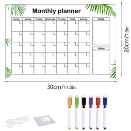 Kaizuca Hanging Acrylic Erasable Notice Board Monthly Weekly Planner Pad, for Work, School, Meal, and Fitness Planning, with 6 Pens