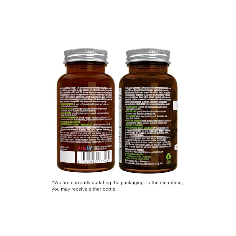 Pure & Essential Vegan Omega 3 Algae Oil Dha Epa
