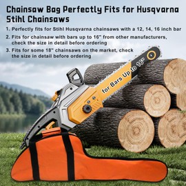 MOEBULB Chainsaw Case Carrying Bag for Husqvarna Stihl Chainsaws with a 12"/14"/16" Bar Waterproof Oxford Chain Saw Storage Bags, Orange
