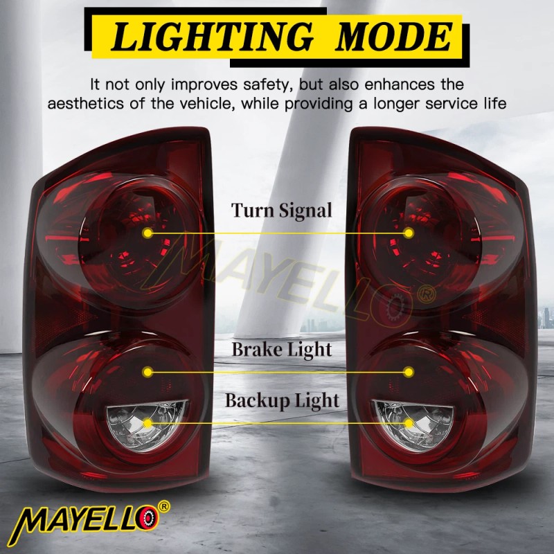 mayello Pair Red Smoke For 2007-2008 Dodge Ram 1500 07-09