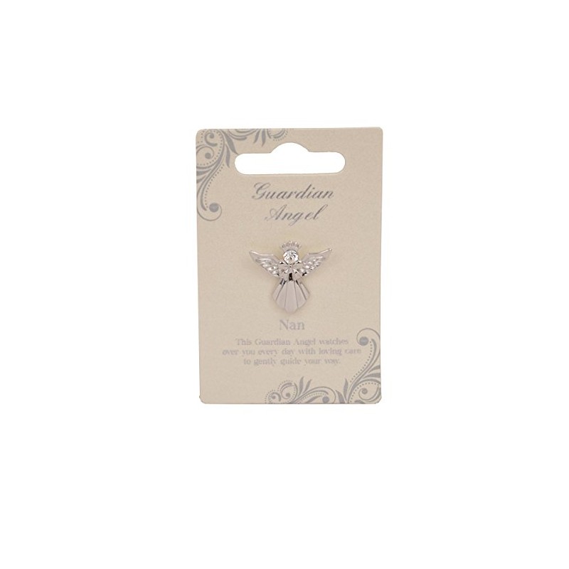 Nan Guardian Angel Silver Coloured Angel Pin With Gem Stone