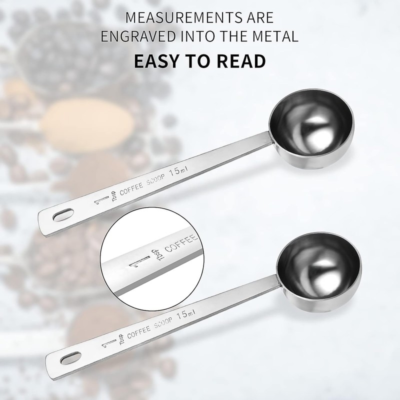 2 Pieces Long Handle Tablespoon Measuring Spoon, 15ml Coffee Scoop,