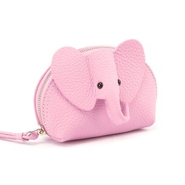 JoveJek Women's Coin Purse, Cute Elephant Coin Purse with Key Holder, Mini Wallet, Handheld, Soft, Lightweight, Solid, Birthday, Daughter, Mother's Day, Great Gift, Pink