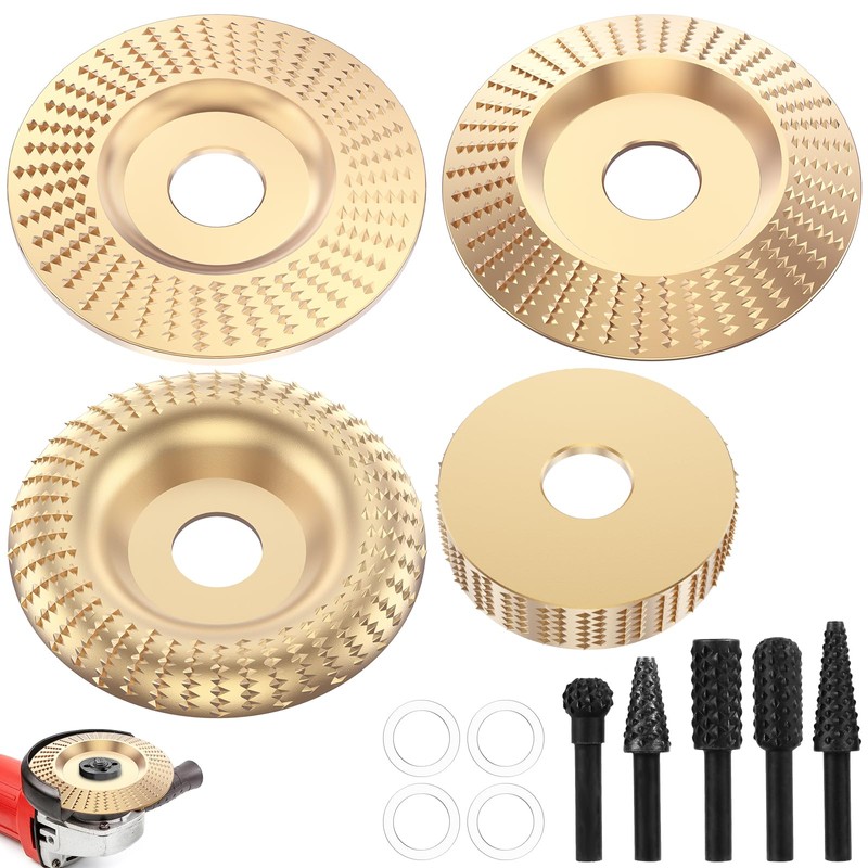 9Pcs Wood Carving Disc and Rotary Burr Rasp Set With