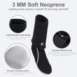 8 Fans Men's Neoprene Wading Socks for Fishing – Guard and Comfortable Wet Wader Sock, Unisex, Abrasion-Resistant, Size 7-14 (US, Alpha, Medium, Regular, Regular, Black)