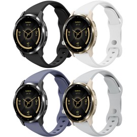 Huadea 18mm Slim Silicone Watch Bands Compatible with Garmin Venu 3s/Venu 2s/Vivoactive 4s/Vivomove 3s/Forerunner 255s/Forerunner 265s, Quick Release Thin Soft Sport Strap for Women Men (4 Pack)