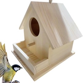 Bird Nesting Box Outdoor - Wooden Bird Nest with Pole,Animal Shelter, Outdoor Decoration for Courtyard Porch Tree Balcony
