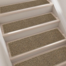 BEQHAUSE Stair Treads for Wooden Steps 9"x28", Carpet Stair Treads Non Slip Indoor, Machine Washable Stair Runners for Kids Elders and Pets, TPE Backing, 100% Polypropylene, 4pcs, Taupe