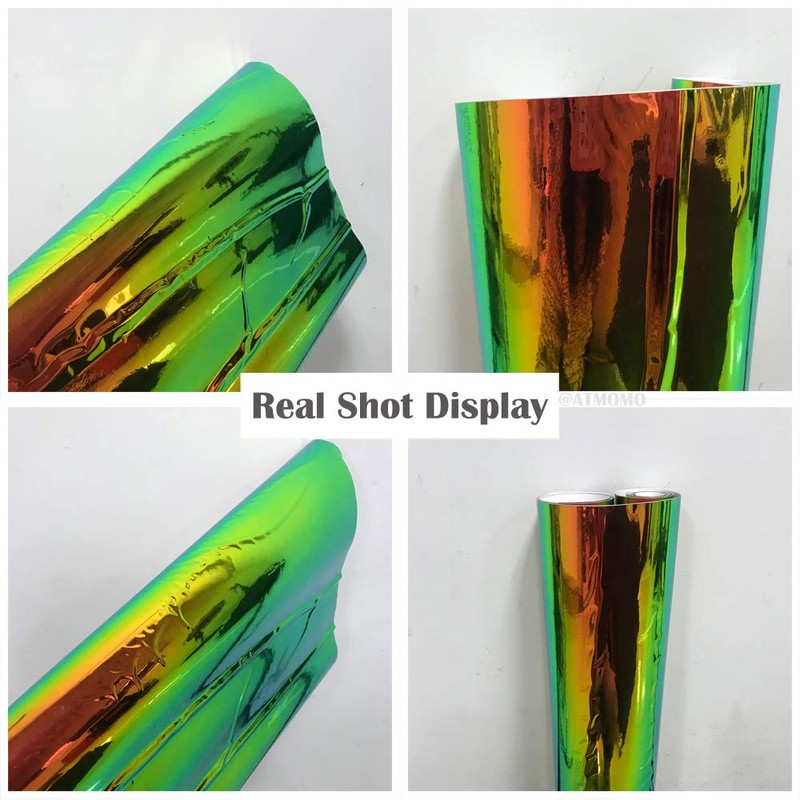 Holographic Laser Metallic Orange Green Car Vinyl Wrap Chameleon Chrome