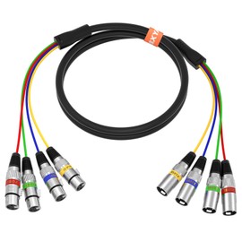 EBXYA 4 Channel XLR Snake Cables - 4 Colored XLR Male to Female Microphone Cable, for Live, Recording, Studios, 3 Feet