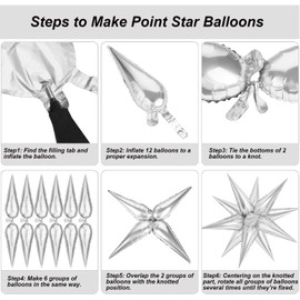 32inch Disco Balloons 5 * 12 Pcs Foil Explosion Star Spike Laser Balloons for Disco Bachelorette Birthday Wedding Party Decorations