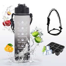 Water Bottle Sports Water Bottle 1 Litre Water Bottle with Lid and Leak-Proof BPA-Free Tritan for Gym, School, Cycling, Outdoor, Sports, Fitness and Office (White and Black-1L)