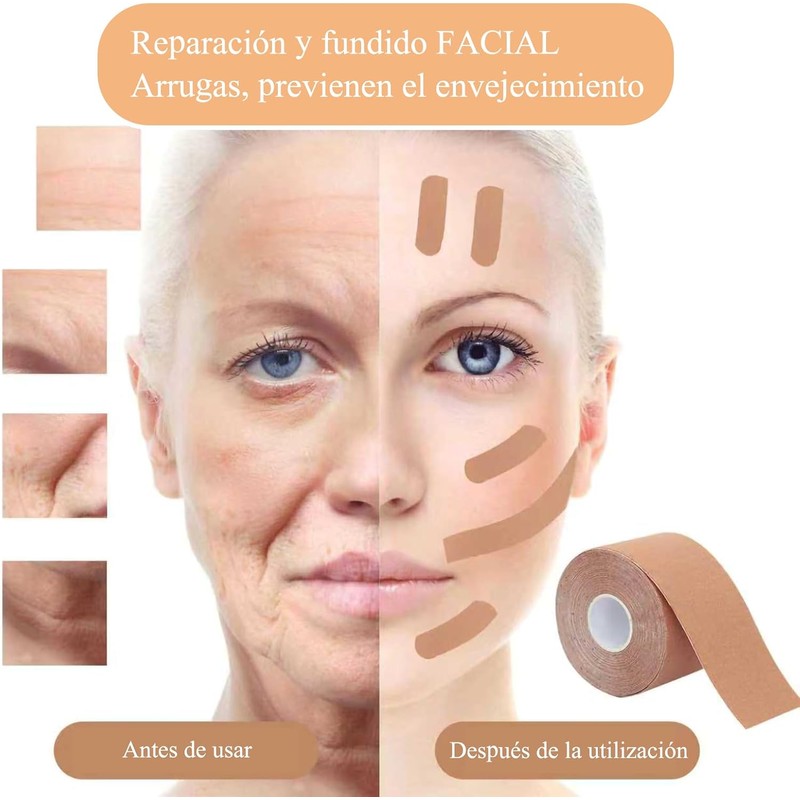 Cinta lifting facial, parches antiarrugas (2.5cm*5m—3pcs)
