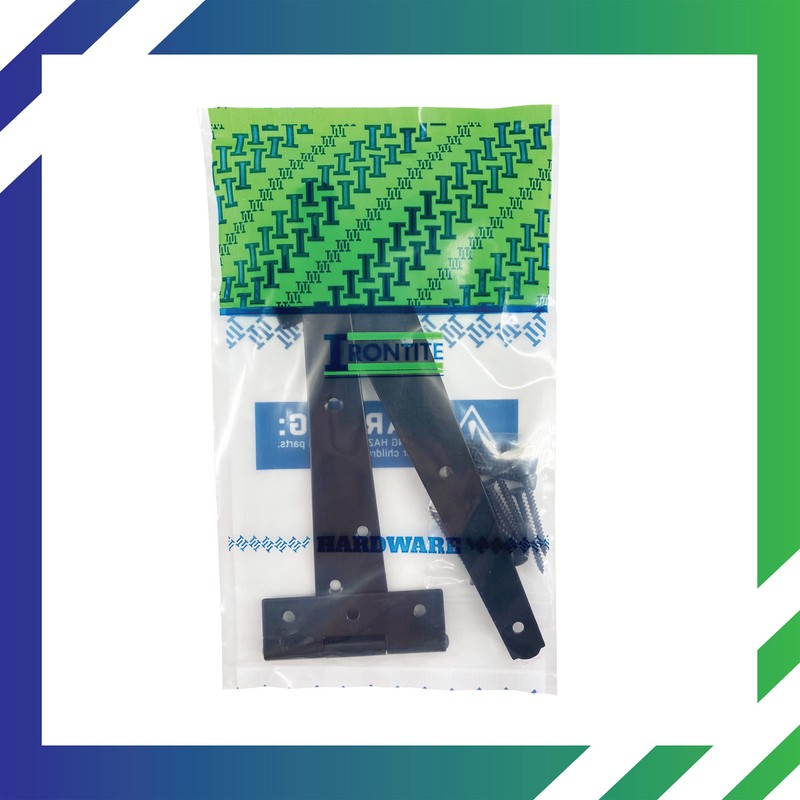 IRONTITE® 1 Pair Black T Hinges 200mm (8”), Gate Hinges