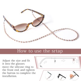 MEGAVOW Half Frame Cat Eye Sunglasses, Glasses Strap, Vintage Sunglasses for Men and Women, Retro Cat Eye Sunglasses, Fashionable Women's Shades, Stylish Cat Eye Sunglasses, brown