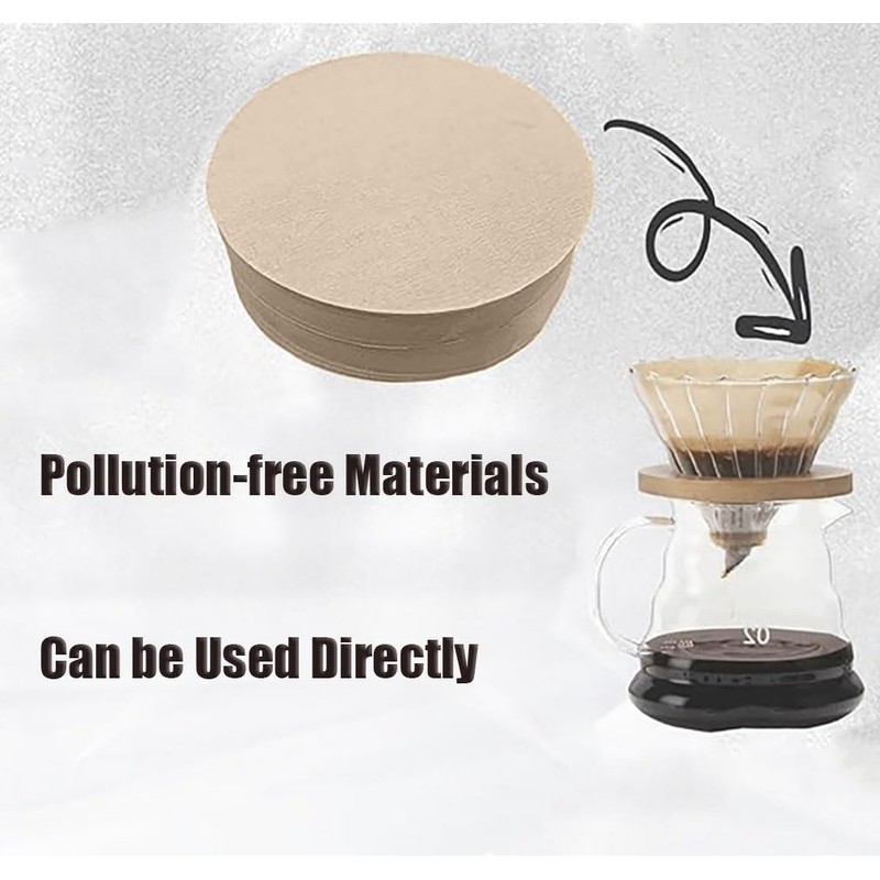 600 PCS Round Coffee Filter, Unbleached Natural Coffee Filter for