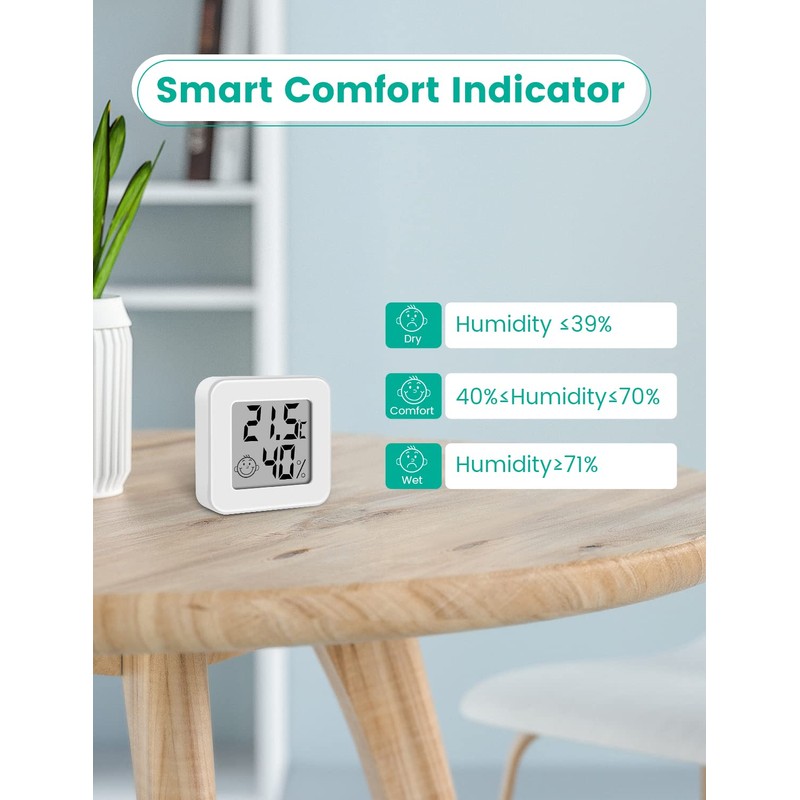 Mini Digital Thermometer Hygrometer Indoor Thermo-Hygrometer Moisture Meter (White-1 Piece)