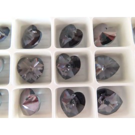 PRECIOSA 6 Preciosa Machine Cut Heart Pendants 14mm Crystal Valentinit.