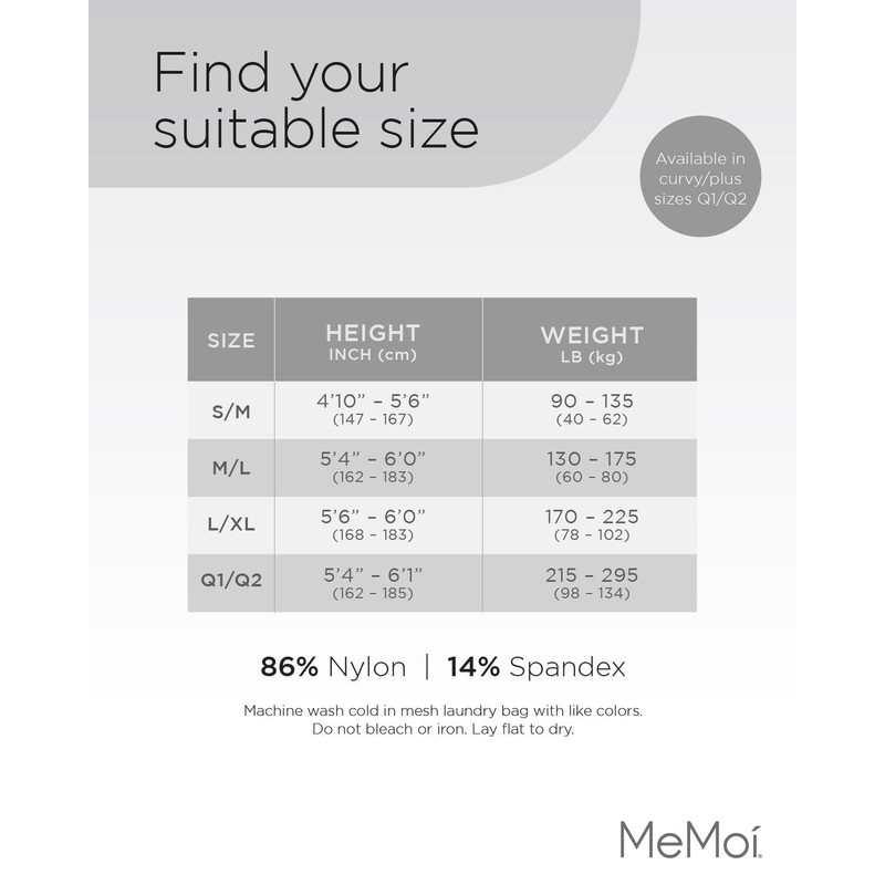 MeMoi Velvet Touch Control Top Tights Black Medium/Large