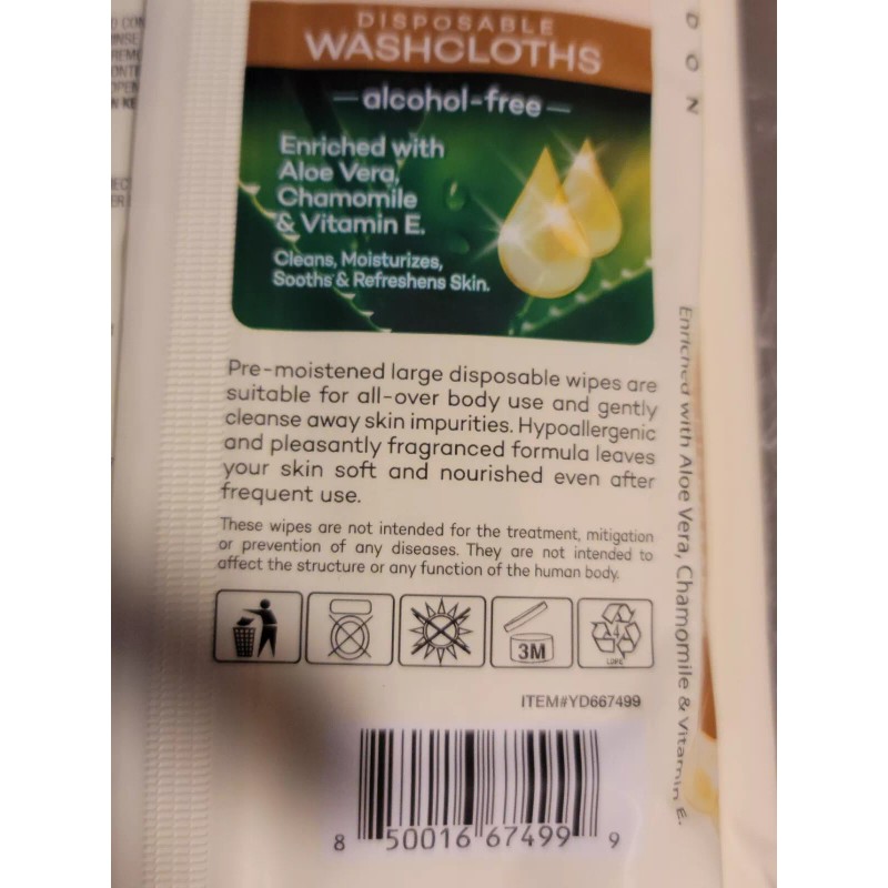 Yardley 5 pks 12X8 Yardley London body wipes 18ct. disposable