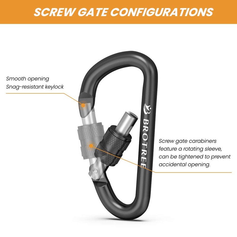 Brotree Small Carabiner Clips Mini Locking Carabiner - 6cm Aluminum