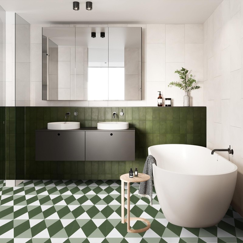 Alow Peel and Stick Floor Tile,Green Self-Adhsive Peel and Stick
