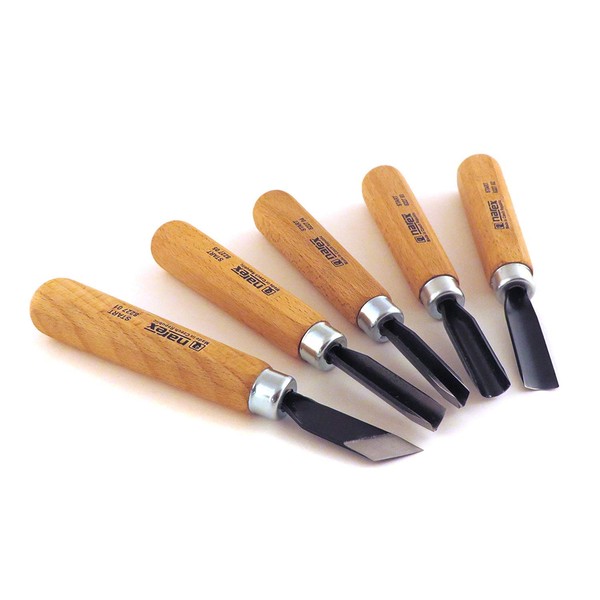Narex Starter Wood Carving Chisel Set With Block of Wood, 5 pcs