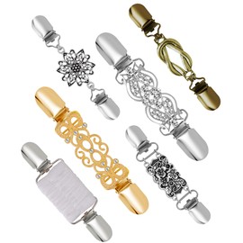 Fxiqini 6Pcs Vintage Sweater Collar Clips Retro Cardigan Shawl Scarf Clips Dress Shirt Brooch for Women