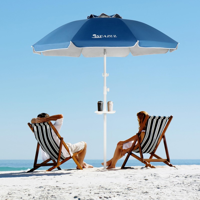 Seazul 6.5ft Sun Shade Umbrella, Portable Umbrella with Stand for