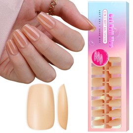 SXVME Nude Soft Gel Nail Tips Medium Short Square Gel Tips Pre-colored Press on Nails Pre Applied Tip Primer Natural Acrylic Fake Nails Extensions for DIY Nail,300Pcs