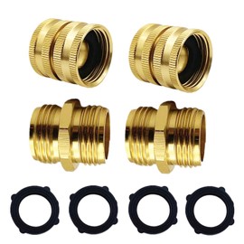 Garden Hose Adapter, Male to Male Hose Adapter, Female to Female Hose Adapter, 3/4 Inch Aluminum Alloy Hose Connector, 4-Pack with Extra 4 Washers(Round)