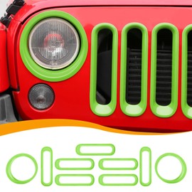Hoolcar Front Grille Insert Cover & Headlight Bezel Cover Trim Fit for Jeep Wrangler JK JKU 2007-2017, Exterior Accessories, Light Green