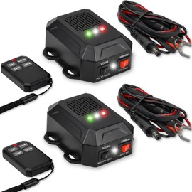 Ultrasonic Rodent Repellent for Car Engines, 12V 24V Wired Ultrasonic Mouse and Rat Deterrent with LED Strobe Lights and Remote Control, Under Hood Animal Repeller for RVs Trucks Vehicles, Pack of 2