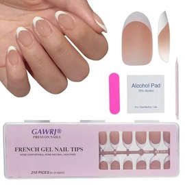210 Uñas Postizas De Gel Francesas De Aspecto Natural, Cortas, Almendradas, Fáciles De Aplicar Y Duraderas, Set De Regalo Para Manicura Diy.