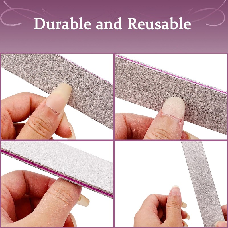 HeeYaa Nail File 12 PCS Professional Reusable 100/180 Grit Double