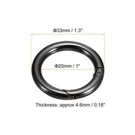 sourcing map Round Spring O Rings, 2Pcs 0.51 Inch OD Trigger Buckle Snap Clips for Bags, Purses, Keyrings, DIY Accessories, Metallic Black