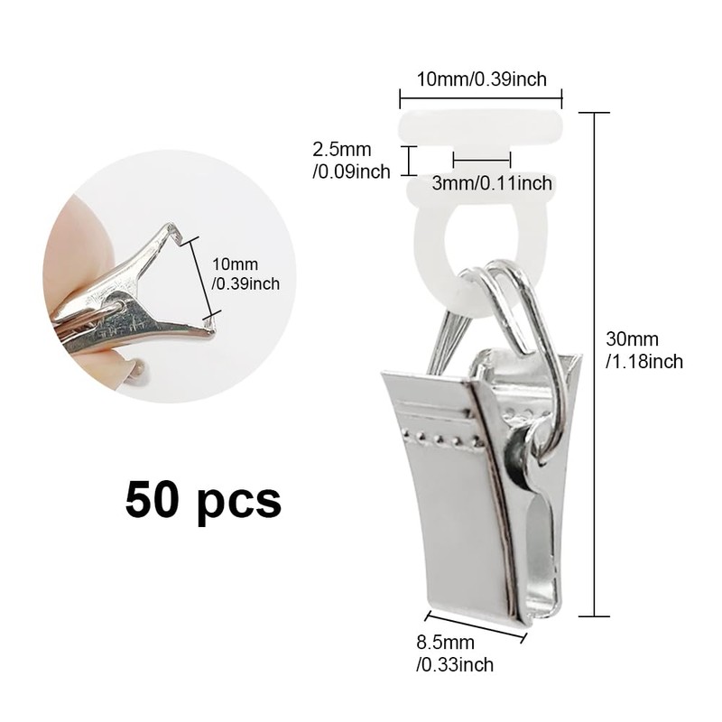 UMCHU Pack of 50 Curtain Clips, Clips with Wheels, Clips