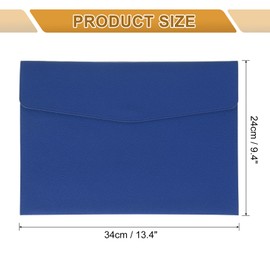 sourcing map PU Leather File Folders, A4 Envelope Folder File Document Storage Bag Portable File Folder Organizer Case with Button Closure for Office Business(Light Blue)