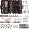 150pcs Fishing Tackle Including Fihsing Hooks,Fishing Swivel Nice Snaps,Split Rings,Treble