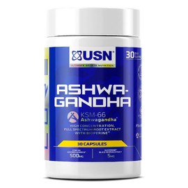 USN Ashwagandha, KSM-66 Dietary Supplement, Premium Natural Stress Relief Supplement, Added Bioperine to Aid with Absorption, High Quality Daily Dietary Supplement - 30 Capsules