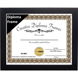 Creative Picture Frames 11x14 Diploma Frame Exact - No Mat, Manhattan Black Wall Frame, Display Photo or Art with intalled wall hanger