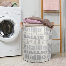 Custom Collapsible Baby Laundry Basket for Dirty Clothes, Nursery Laundry Hamper with Leather Handle Lightweight Monogrammed