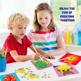 Yrinfay Poke Arts and Crafts kit for Kids, DIY 8 Animals Like Lion, Owl, Peafowl, Ladybug, Mess Free Sewing Art Toys for Girl 6-8 8-12, Gifts for Boys & Girls Ages 6 7 8 9 10 11 12 Years Old