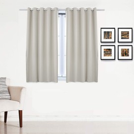 Woltu Thermal Curtain, Cold Protection, Blackout Curtain, Opaque with Eyelets, 250 g/m² Thick Thermal Curtain, Warm Heat Protection, Heat-Insulating Curtains for Living Room, 135 x 175 cm, Cream (Pack