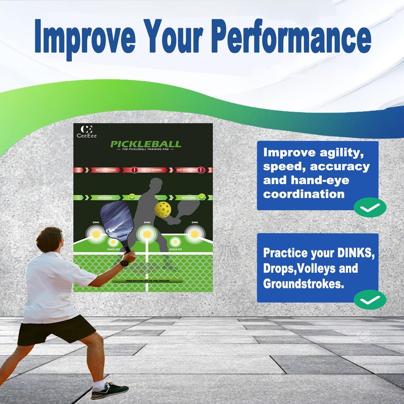 CeeEee Pickleball Training Aids Practice Skills Portable Pickleball Dink Pad