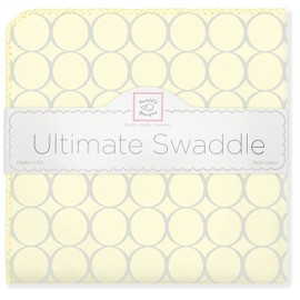 SwaddleDesigns Ultimate Winter Swaddle, X-Large Receiving Blanket, Made in USA, Premium Cotton Flannel, Sterling Mod Circles on Sunwashed Yellow (Mom's Choice Award Winner)