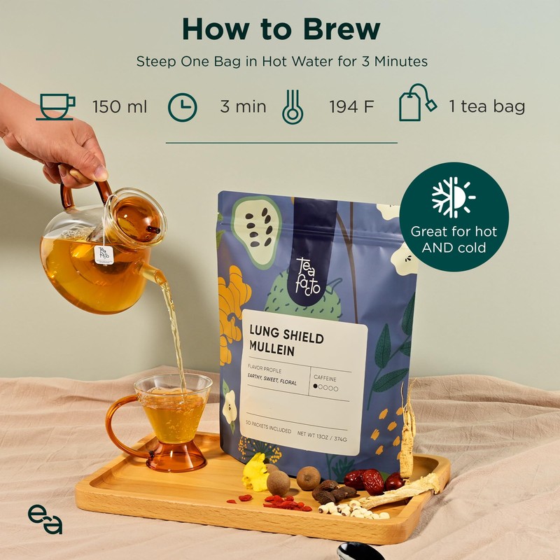 Tea Facto Lung Shield* Mullein Tea Bags - Whole Leaves